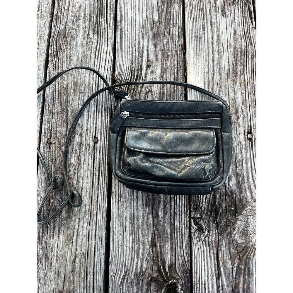 Vintage Fossil Leather Shoulder Bag Crossbody Black